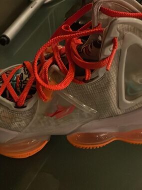 Kids Athletic Shoes - White with Orange Accents